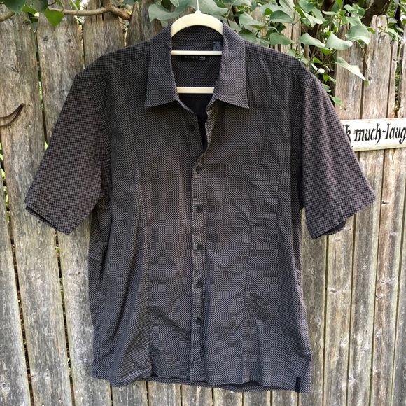 Kenneth Cole Other - L Kenneth Cole Short Sleeves Button Up Shirt Black Cotton Print Diamond Pattern